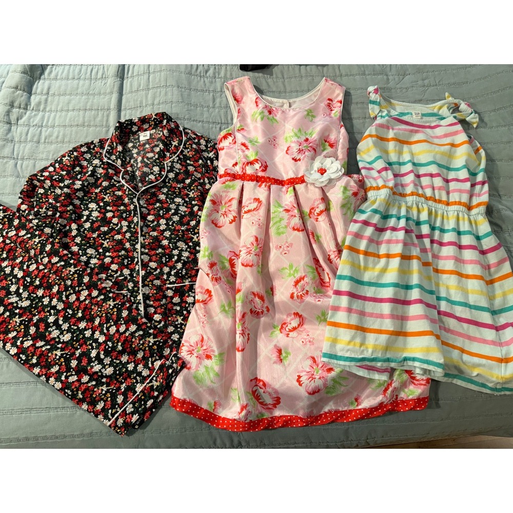 Girls Size 10 Lot Jona Michelle Floral Dress Gap Striped‎ Dress Floral Pajamas